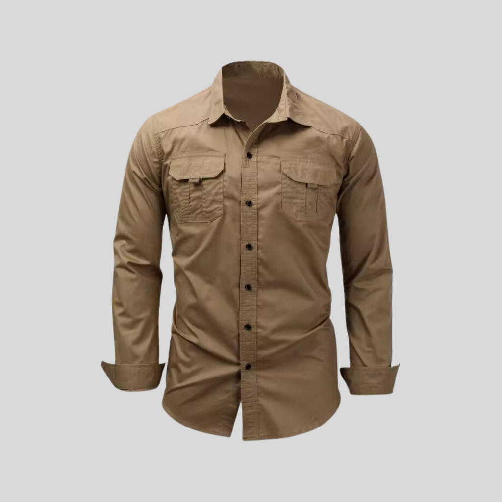 Tactical Shirt Long Sleeve - 3XL, Khaki image